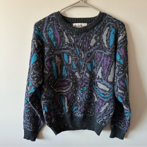 Vintage Michael Gerald Crewneck Sweater Abstract Geometric Kids 14 16 - Picture 1 of 9
